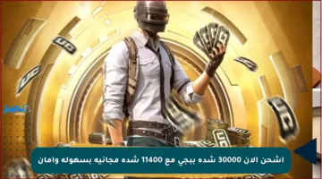 اشحن الآن 30000 شدة ببجي مع 11400 شدة مجانية بسهولة وأمان